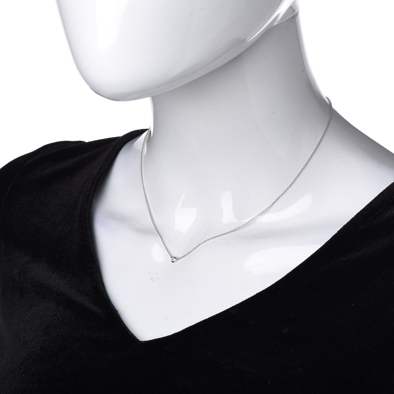 Tiffany Platinum Diamond .08ct Elsa Peretti Diamonds by the Yard Pendant Necklace 2 of 5