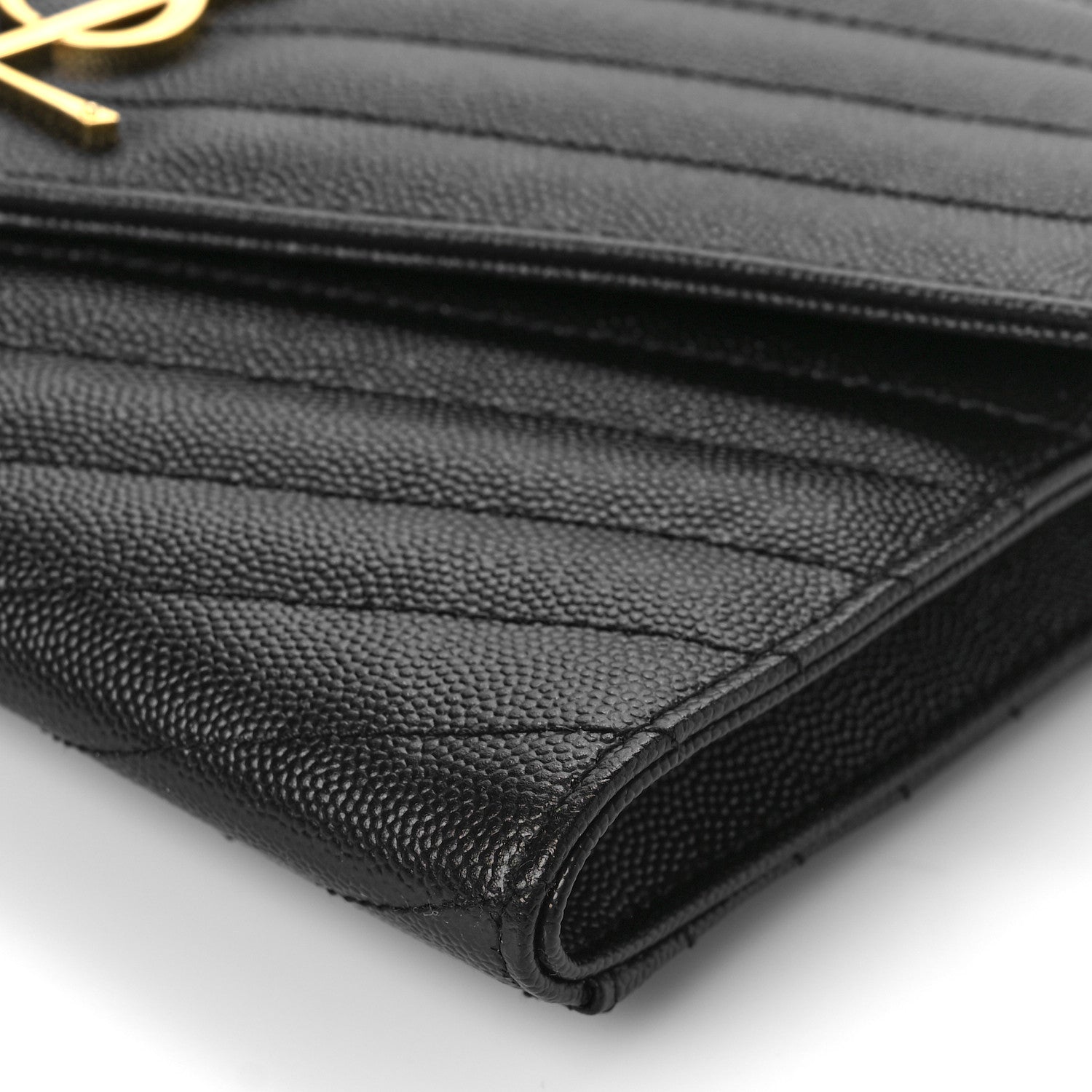 Saint Laurent Grain De Poudre Matelasse Chevron Monogram Envelope Clutch Black 8 of 9