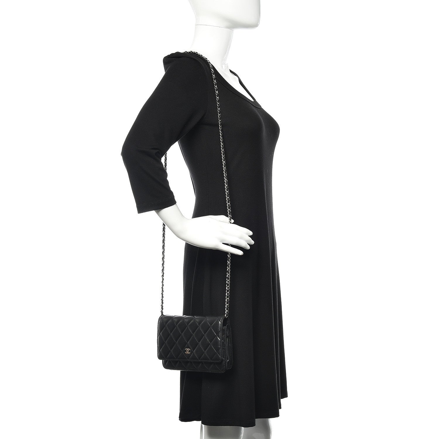 Chanel Lambskin Quilted Wallet On Chain WOC Black 2 of 11