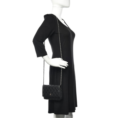 Chanel Lambskin Quilted Wallet On Chain WOC Black 2 of 11