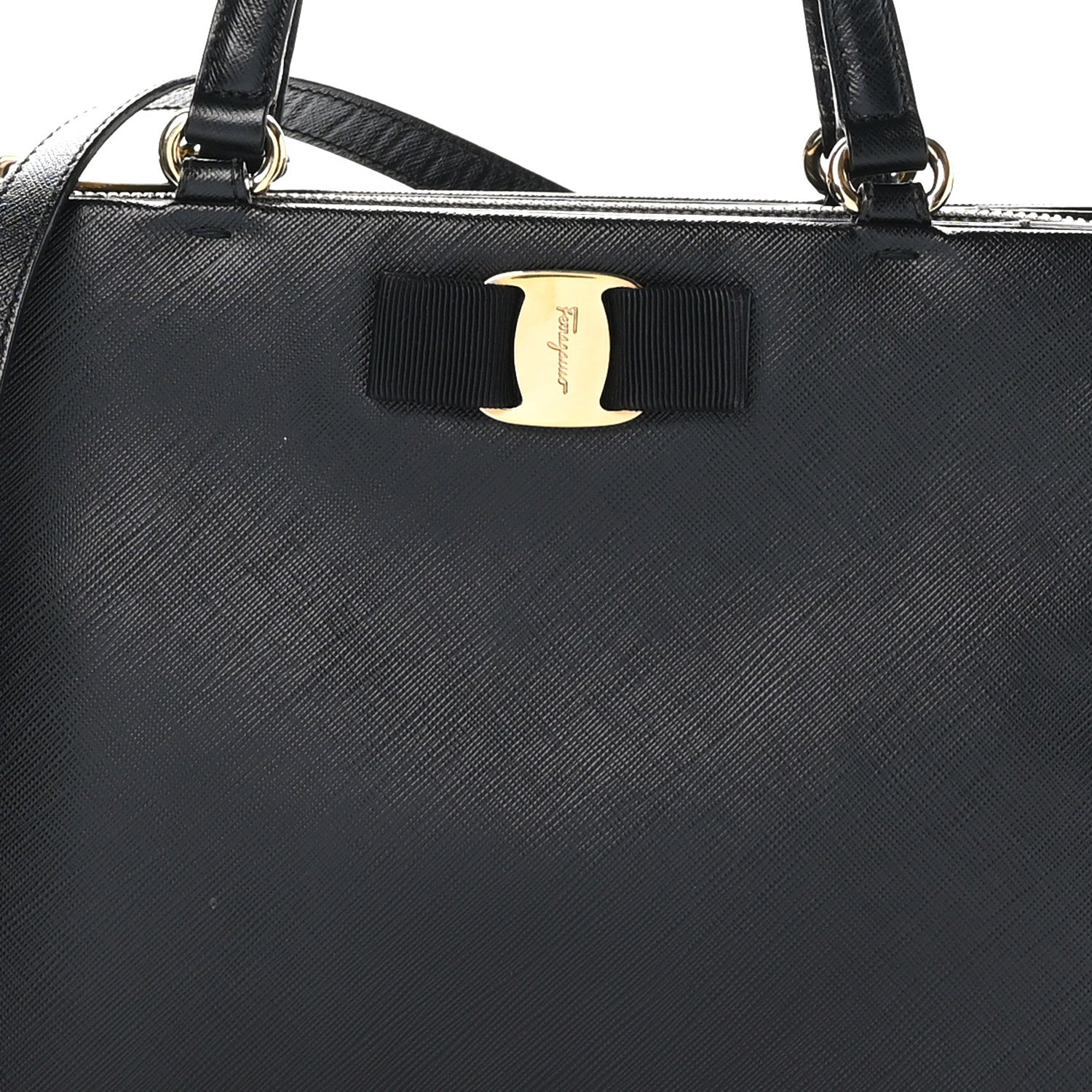 Salvatore Ferragamo Printed Calfskin Tracy Vara Tote Black 8 of 10