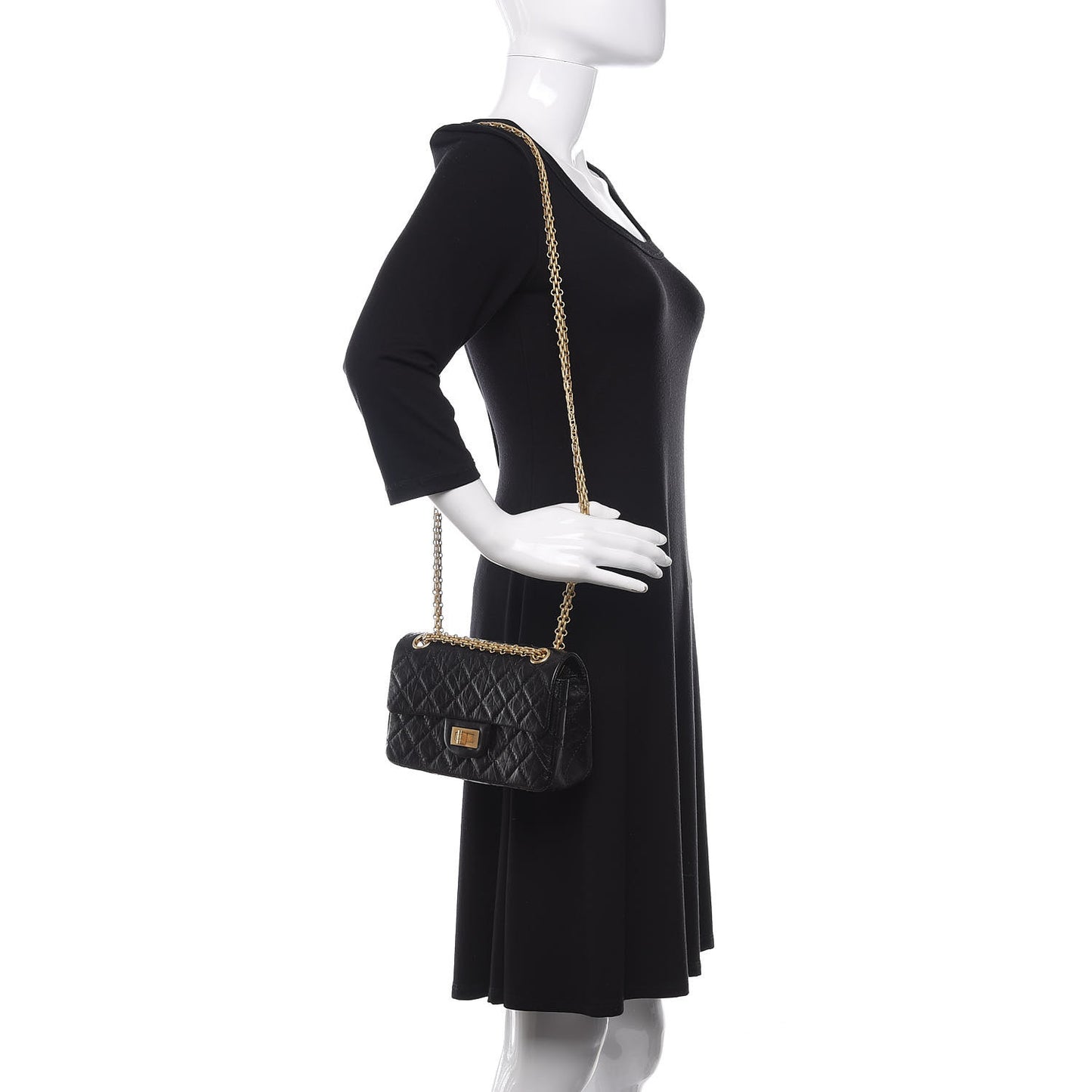 Aged Calfskin Quilted 2.55 Reissue Mini Flap Black