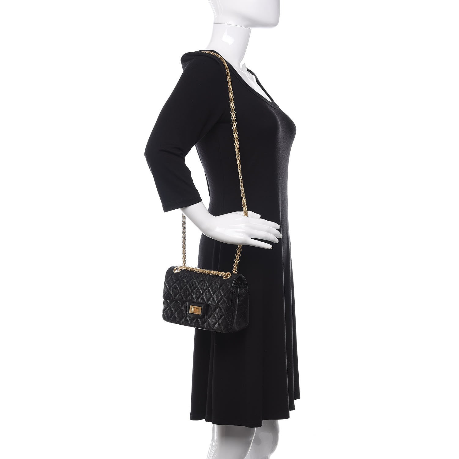 Chanel Aged Calfskin Quilted 2.55 Reissue Mini Flap Black 3 of 11