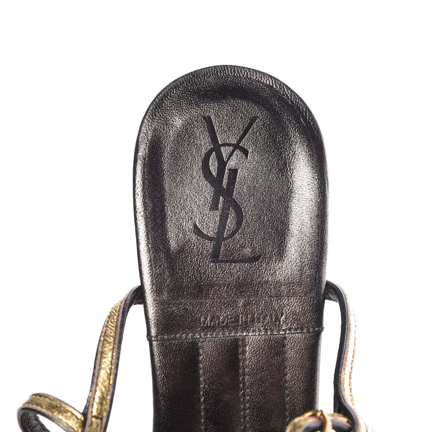 Saint Laurent Metallic Trooper Platform Sandals 40 Gold 9 of 18