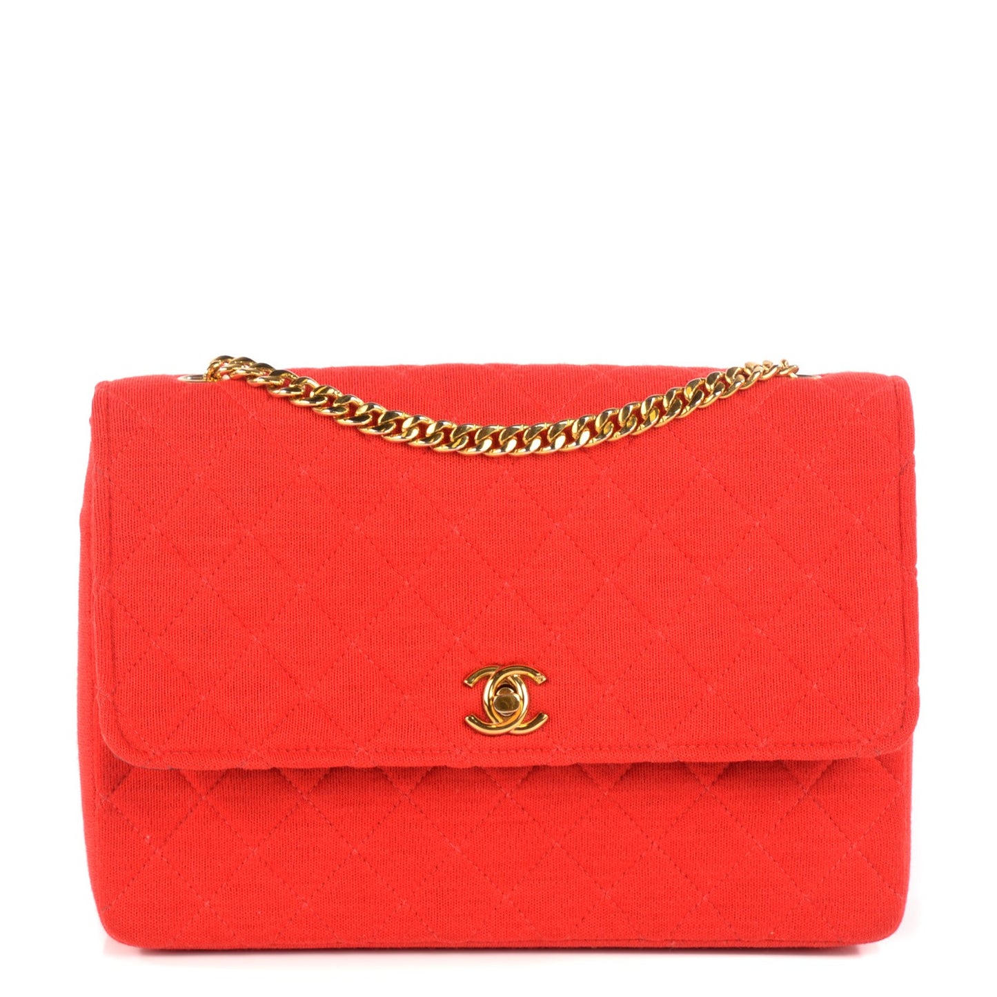 Jersey Quilted Small Single Flap Red