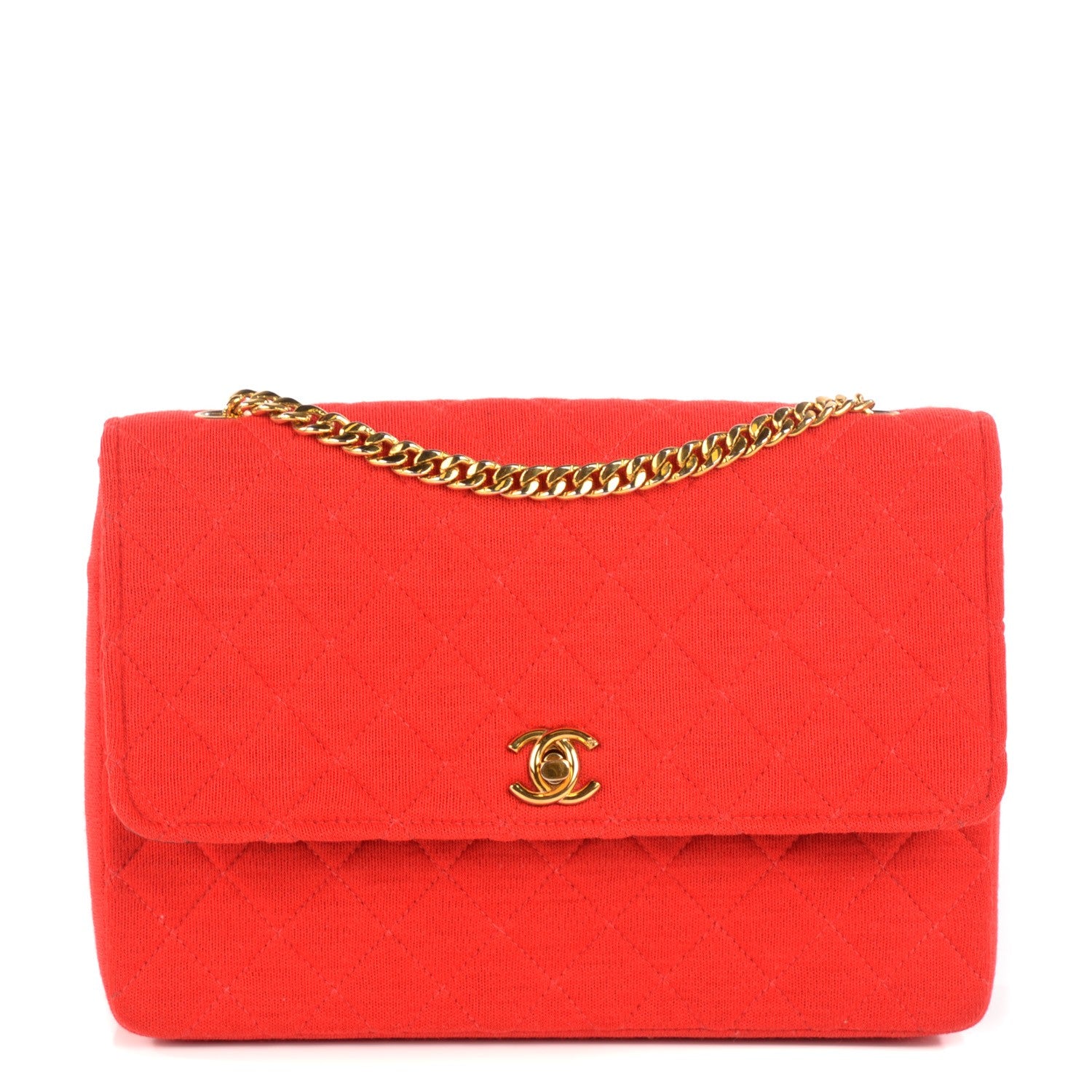 Chanel Jersey Quilted Small Single Flap Red 1 of 9