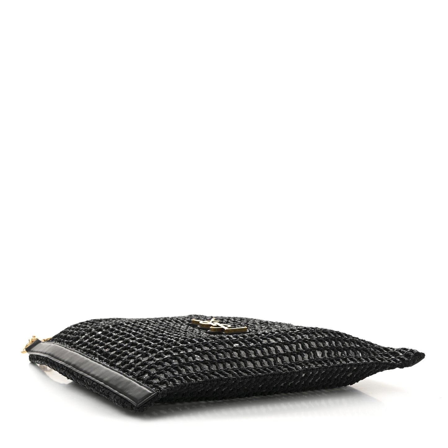 Raffia Calfskin Oxalis Shoulder Bag Black