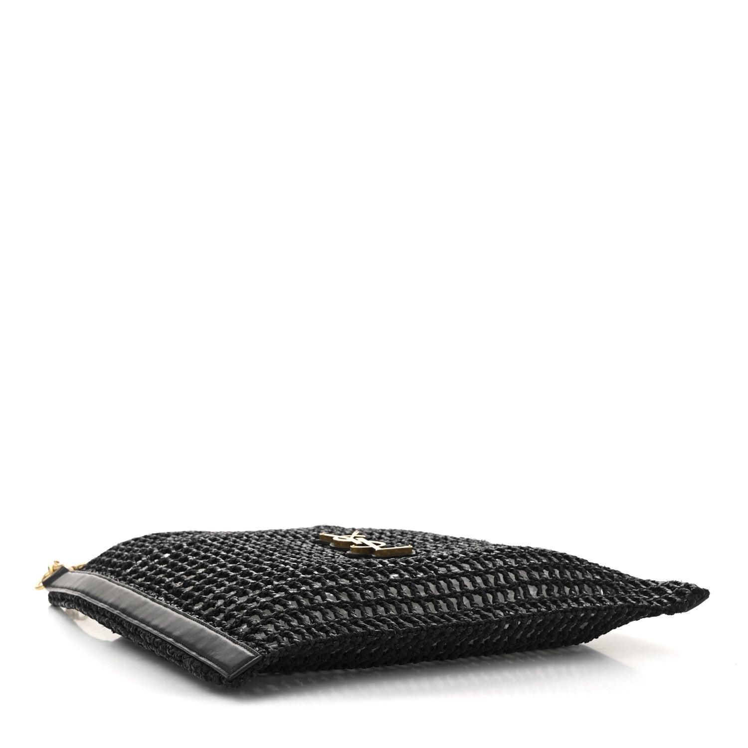 Saint Laurent Raffia Calfskin Oxalis Shoulder Bag Black 4 of 10