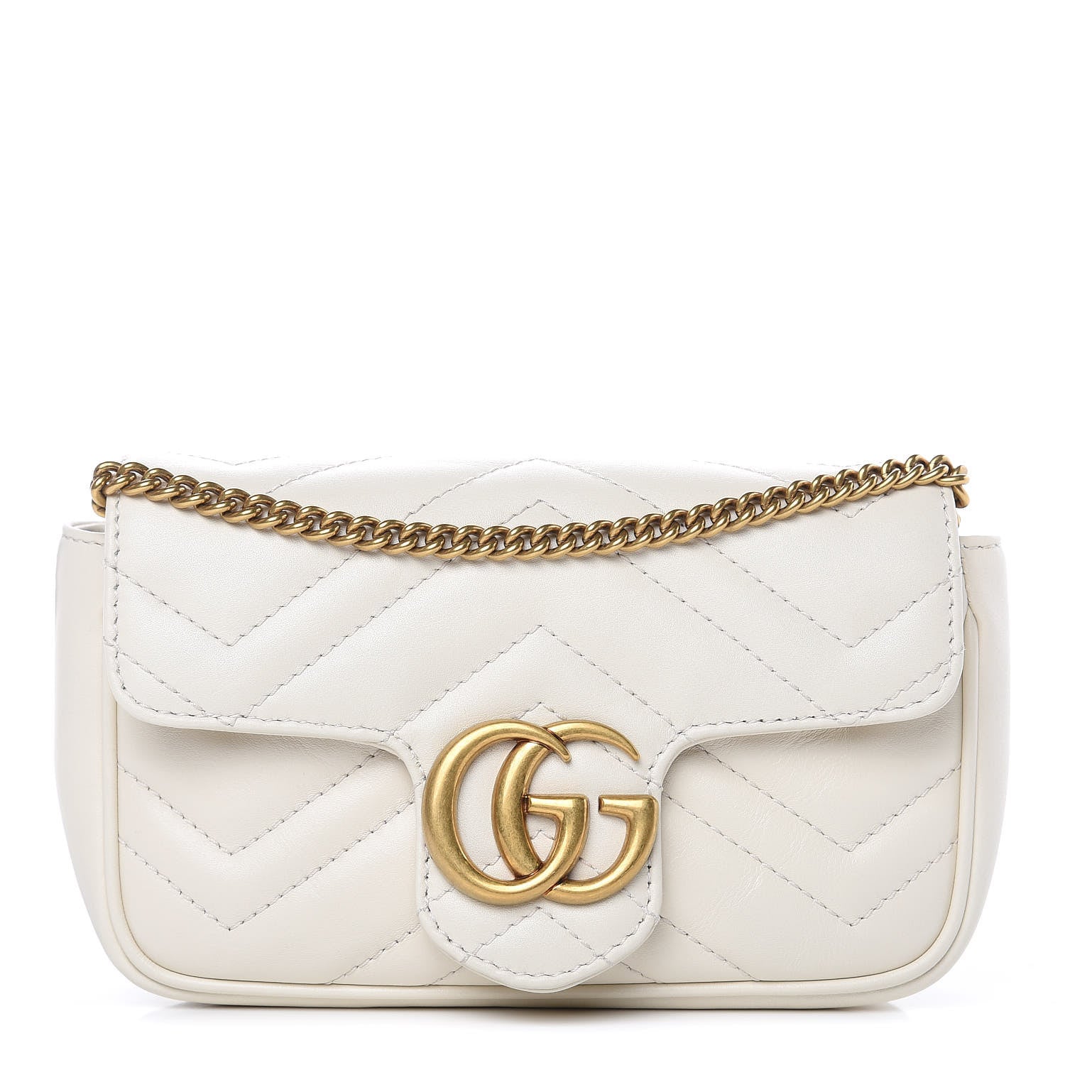 Gucci Calfskin Matelasse Super Mini GG Marmont Shoulder Bag White 1 of 9