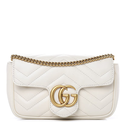 Gucci Calfskin Matelasse Super Mini GG Marmont Shoulder Bag White 1 of 9