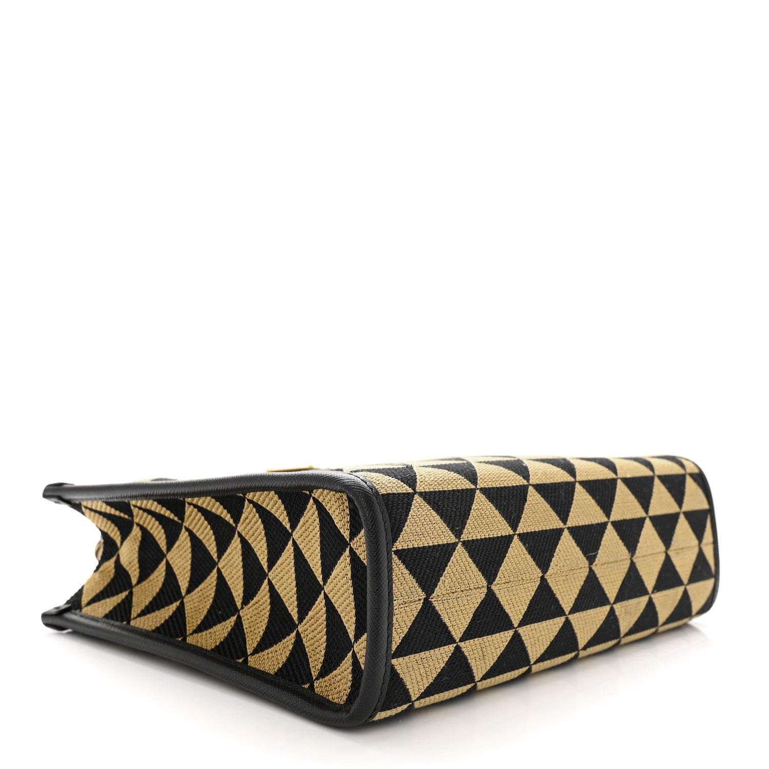 Prada Jacquard Saffiano Triangolo Symbole Embroidered Small Tote Black Corda 4 of 11
