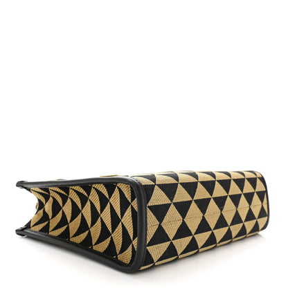 Prada Jacquard Saffiano Triangolo Symbole Embroidered Small Tote Black Corda 4 of 11