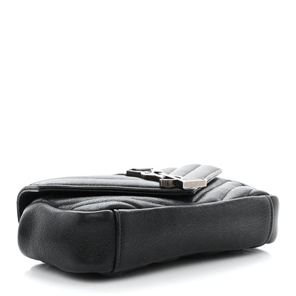 Saint Laurent Sheepskin Matelasse Chevron Monogram College Chain Wallet Black 4 of 10
