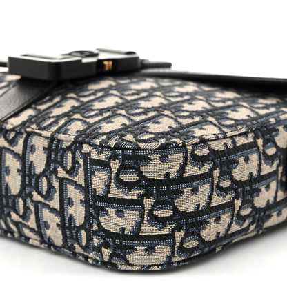 Christian Dior Oblique Jacquard Grained Calfskin Small Saddle Messenger Bag Beige Black 10 of 11