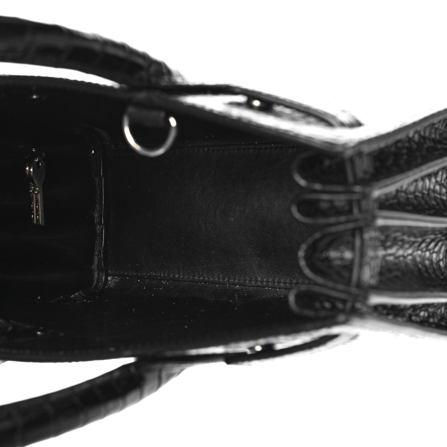 Calfskin Crocodile Embossed Nano Sac De Jour Black