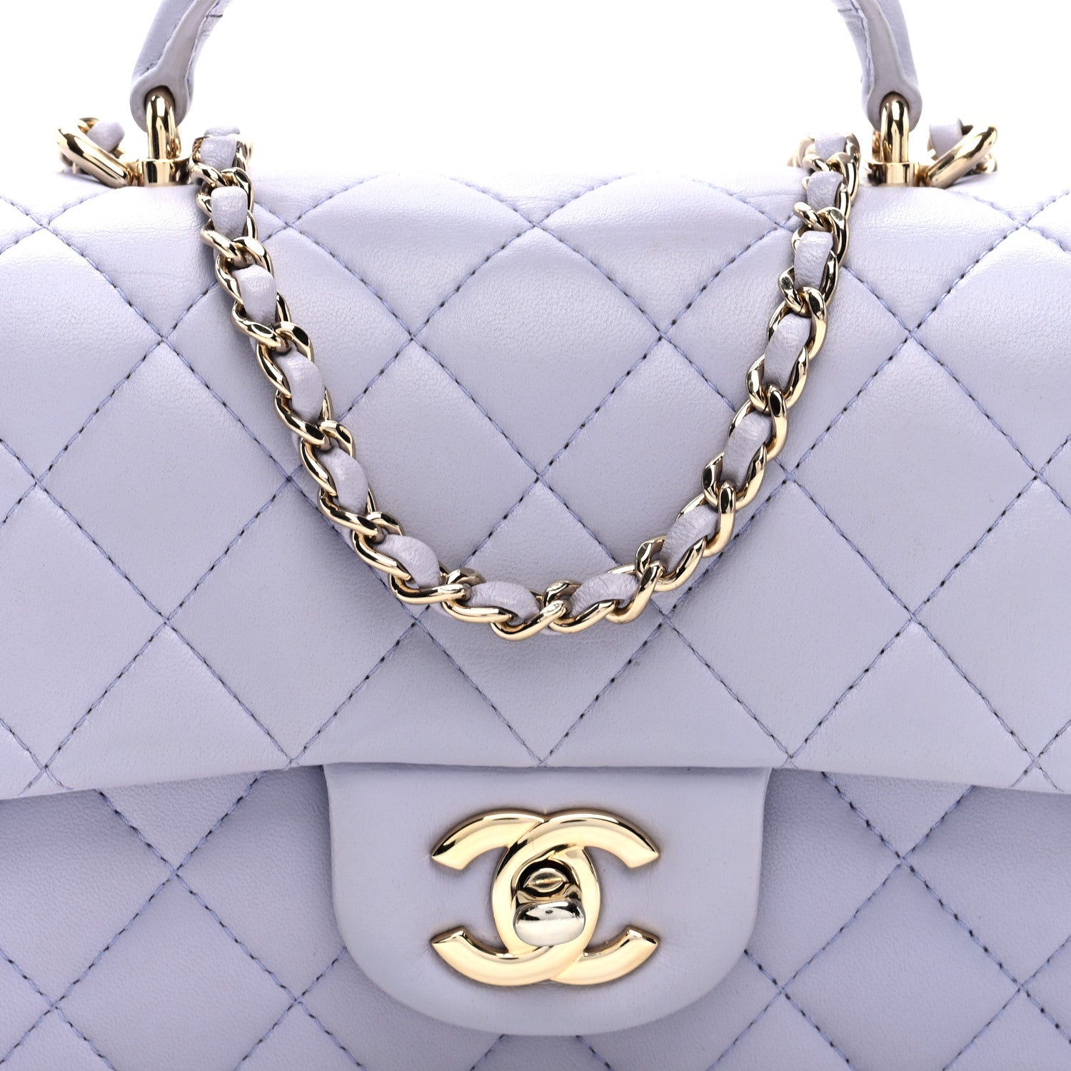 Chanel Lambskin Quilted Mini Top Handle Rectangular Flap Light Purple 8 of 10