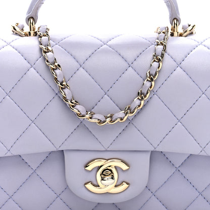 Chanel Lambskin Quilted Mini Top Handle Rectangular Flap Light Purple 8 of 10