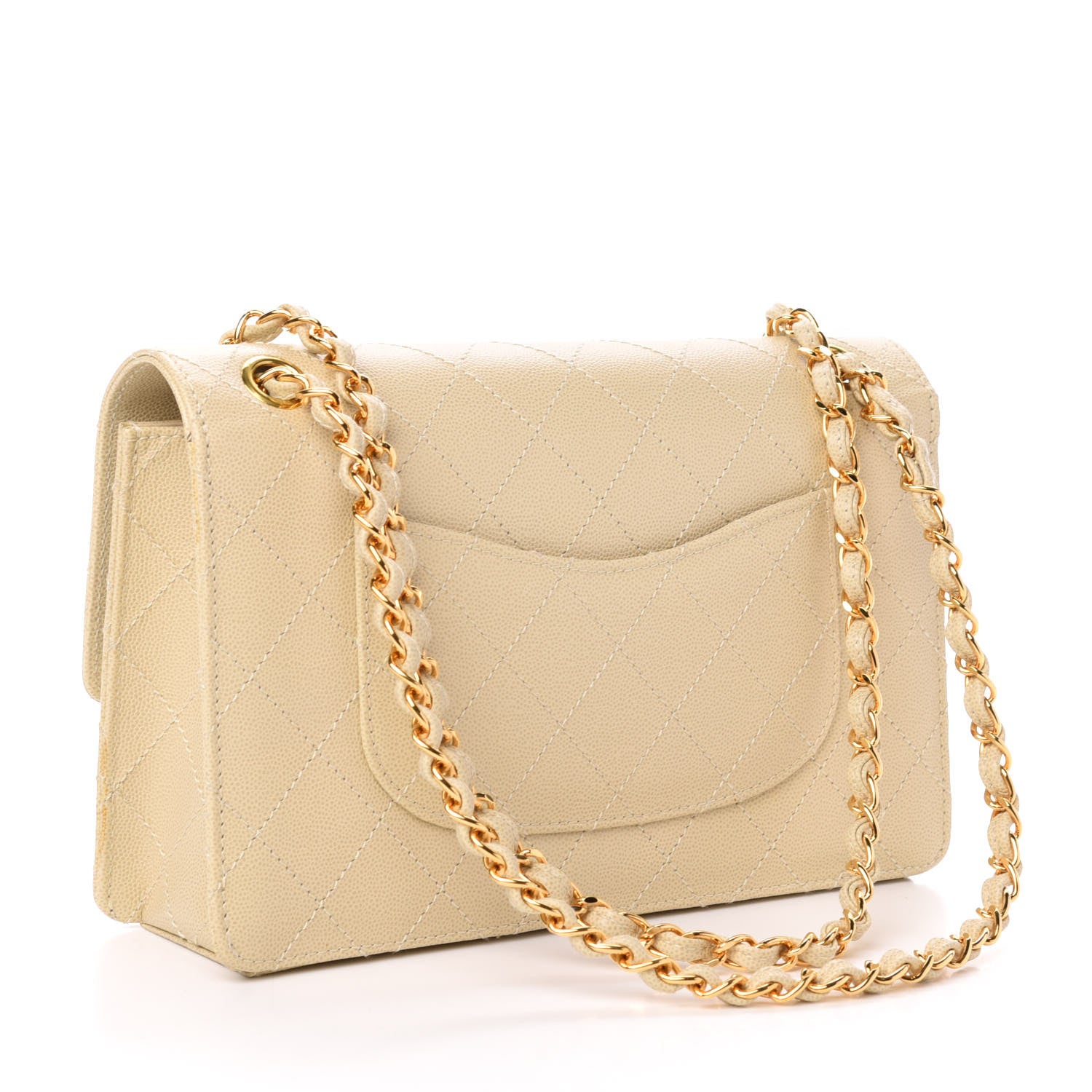 Chanel Caviar Stitch Medium Single Flap Beige Clair 3 of 15