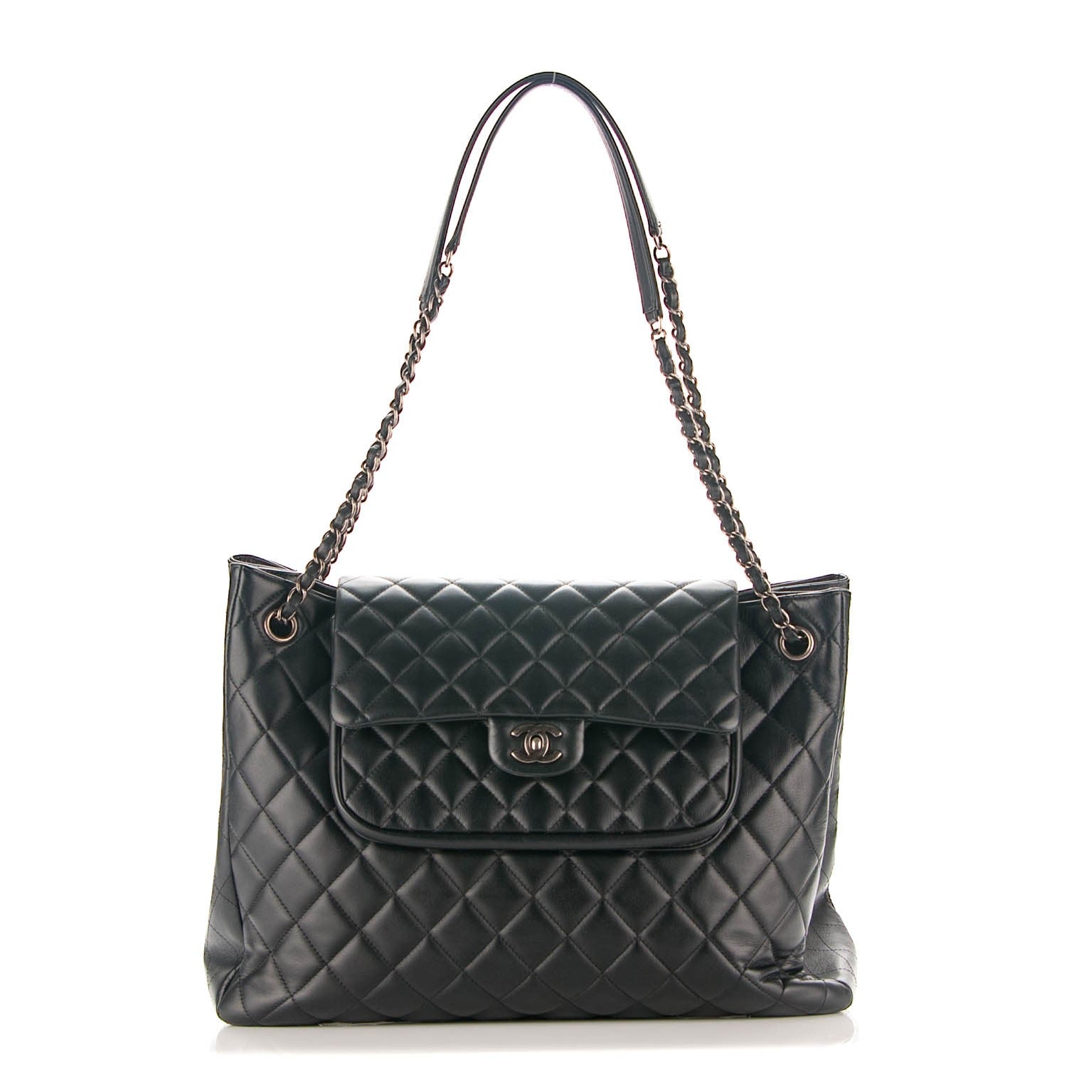 Chanel Calfskin Quilted Flap Tote Black 1 of 7