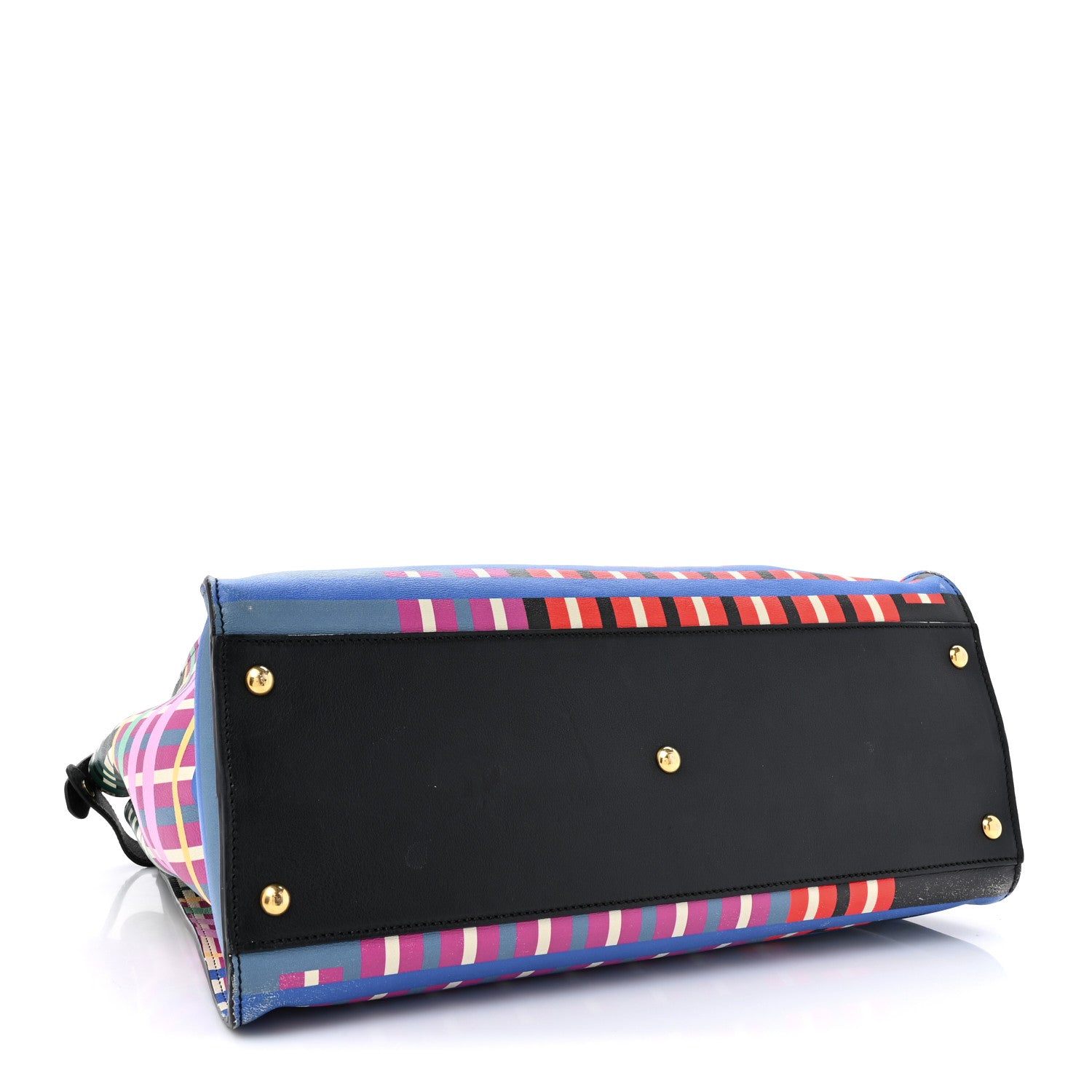 Fendi Vitello Seta Digital Print Large Peekaboo Iconic Satchel Multicolor Black 4 of 19