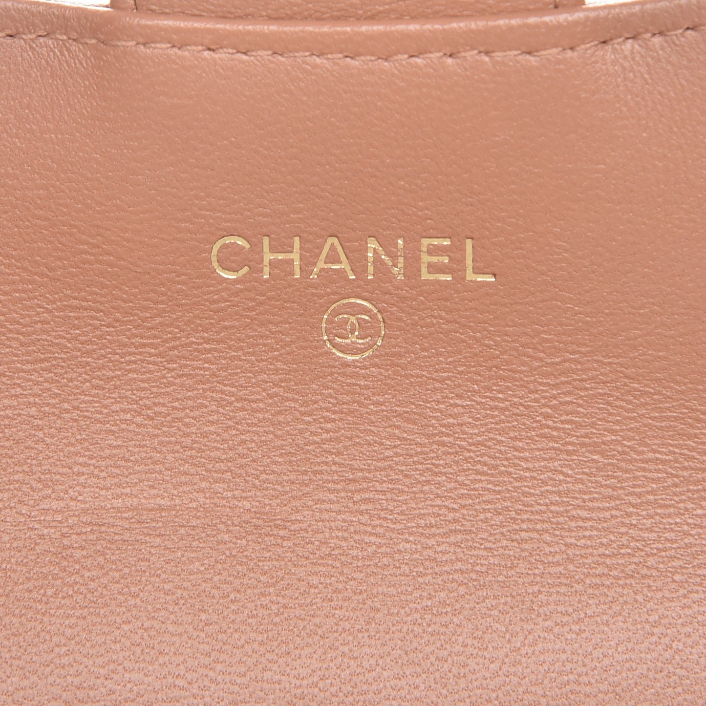 Lambskin Quilted Flap Card Holder Beige