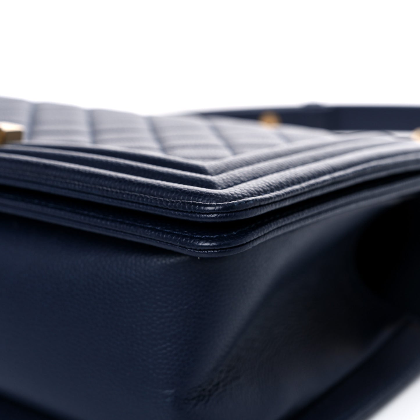 Caviar Quilted Medium Boy Flap Dark Blue