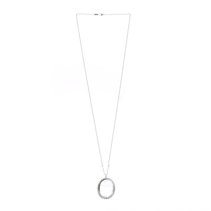 Tiffany Sterling Silver Crystal Ziegfeld Oval Pendant Necklace 3 of 9