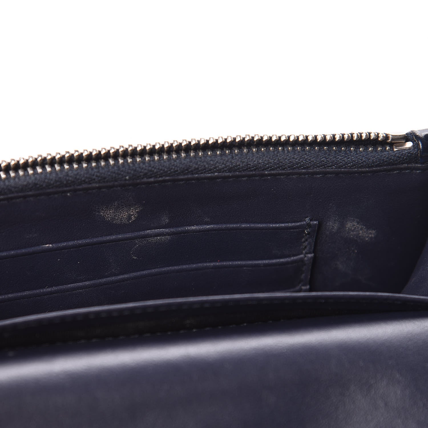 Saint Laurent Calfskin Crocodile Embossed Monogram Sunset Chain Wallet Navy 8 of 13