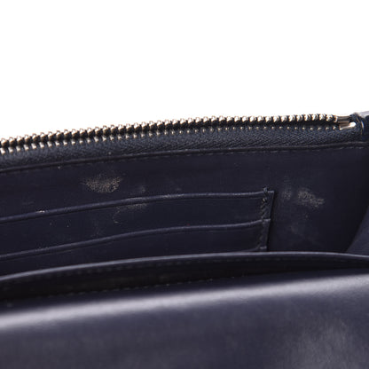 Saint Laurent Calfskin Crocodile Embossed Monogram Sunset Chain Wallet Navy 8 of 13