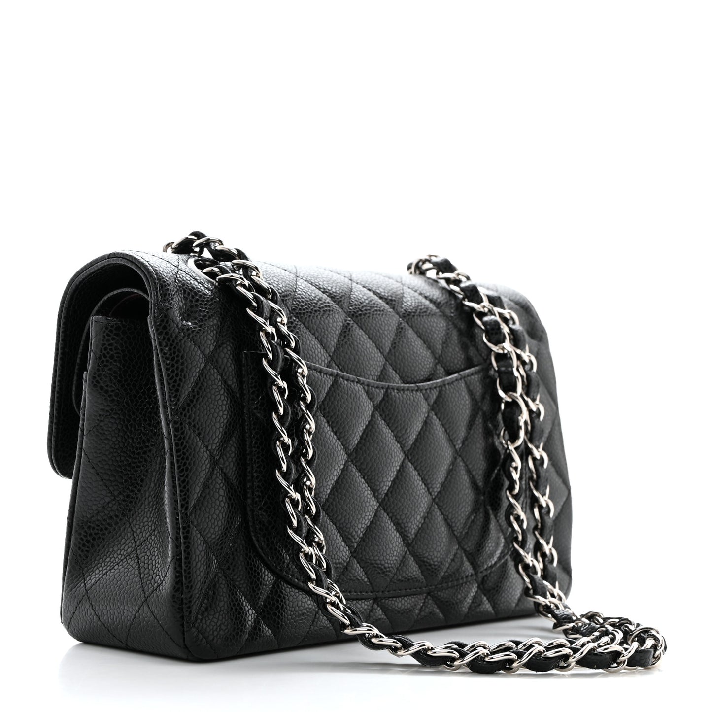 Caviar Quilted Small Double Flap Black