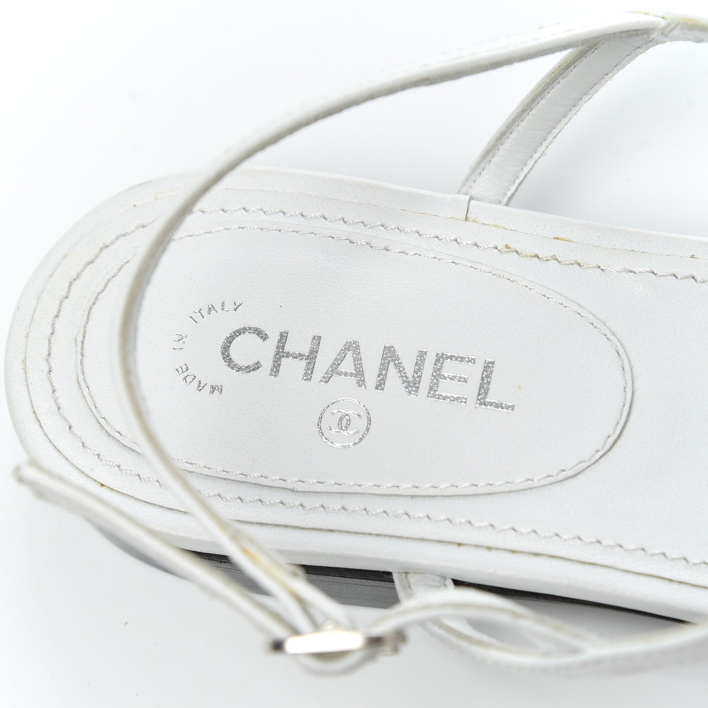 Lambskin CC Thong Sandals 36 White