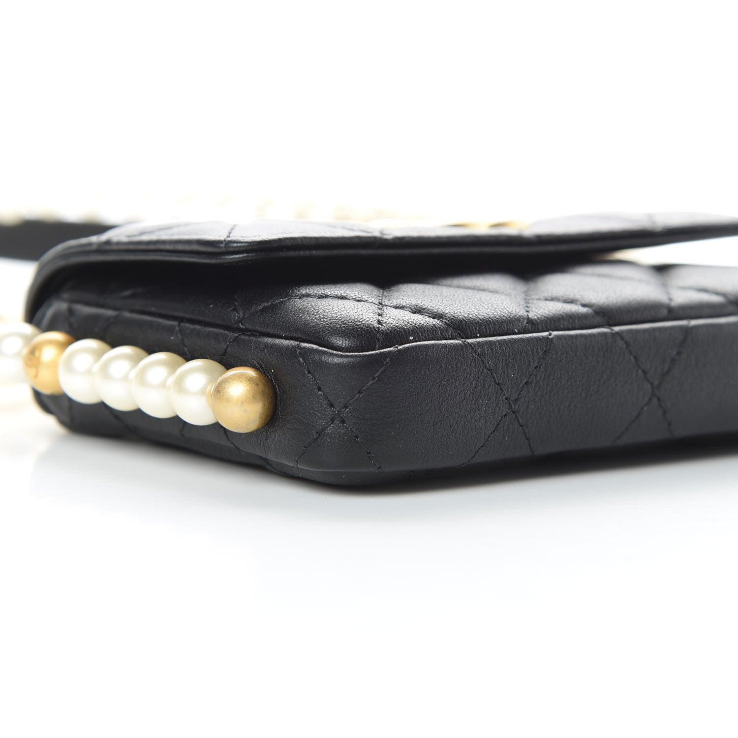 Chanel Calfskin Quilted About Pearls Card Holder Flap With Chain Black 10 of 12