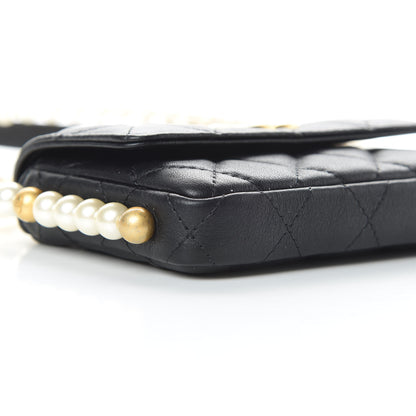 Chanel Calfskin Quilted About Pearls Card Holder Flap With Chain Black 10 of 12