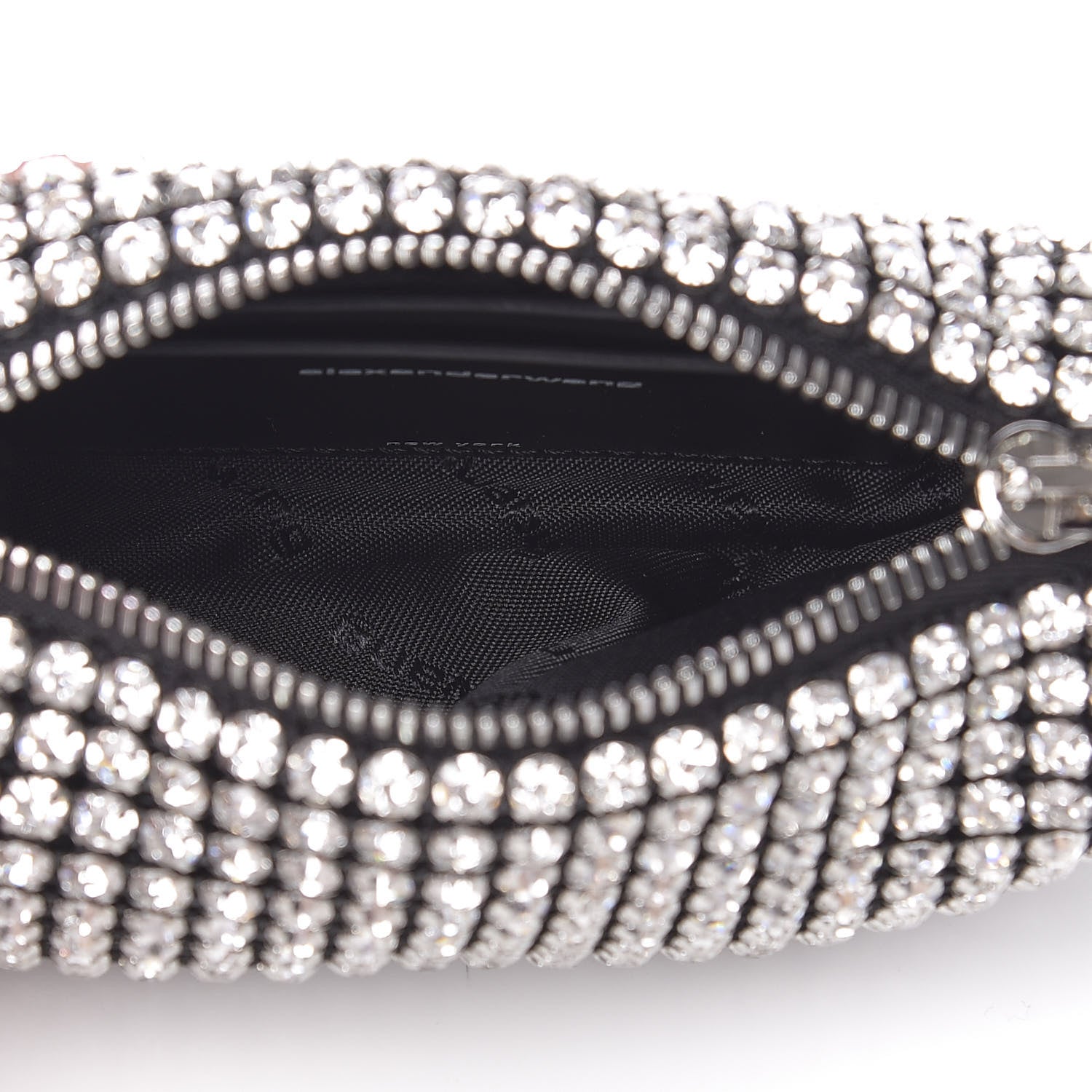 Alexander Wang Mesh Crystal Rhinestone Mini Heiress Pouch Black Silver 5 of 9