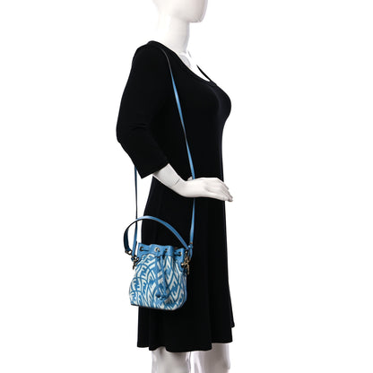 Fendi X SARAH COLEMAN Glazed Canvas Vitello King F is Fendi FF Vertigo Mini Mon Tresor Bucket Bag Cyber Blue White 2 of 16