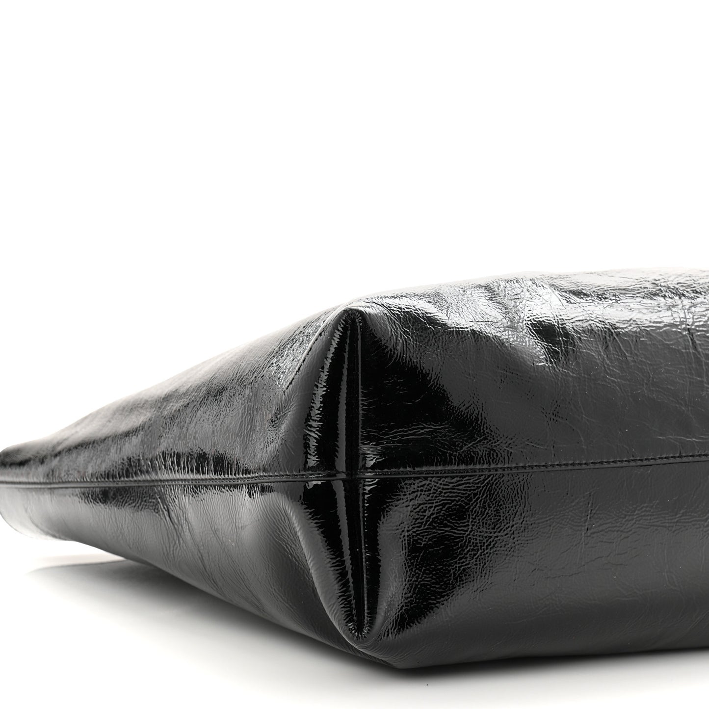 Patent Calfskin Large Shopping Tote Black