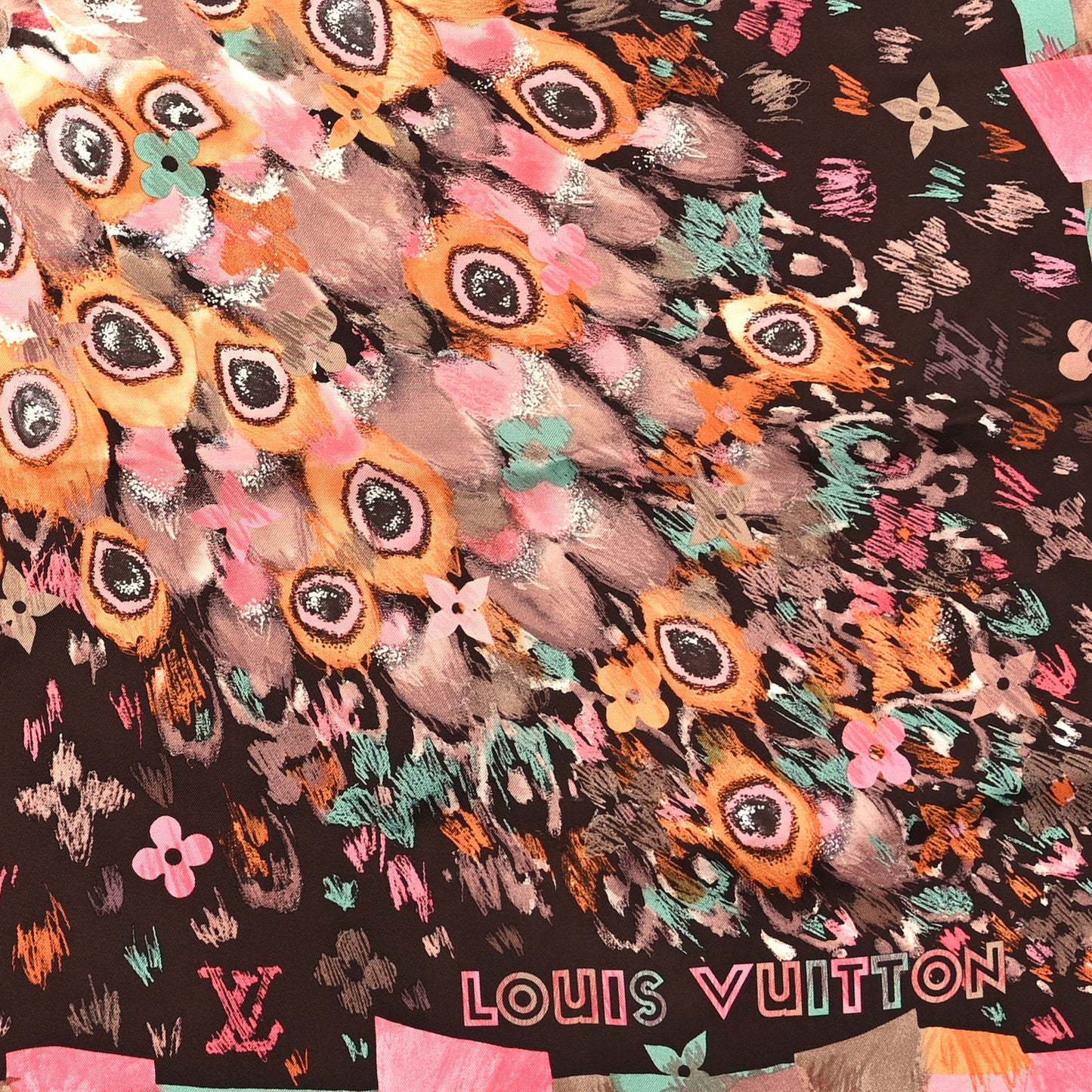 Silk Monogram Fleur Arty Square 90 Scarf Multicolor