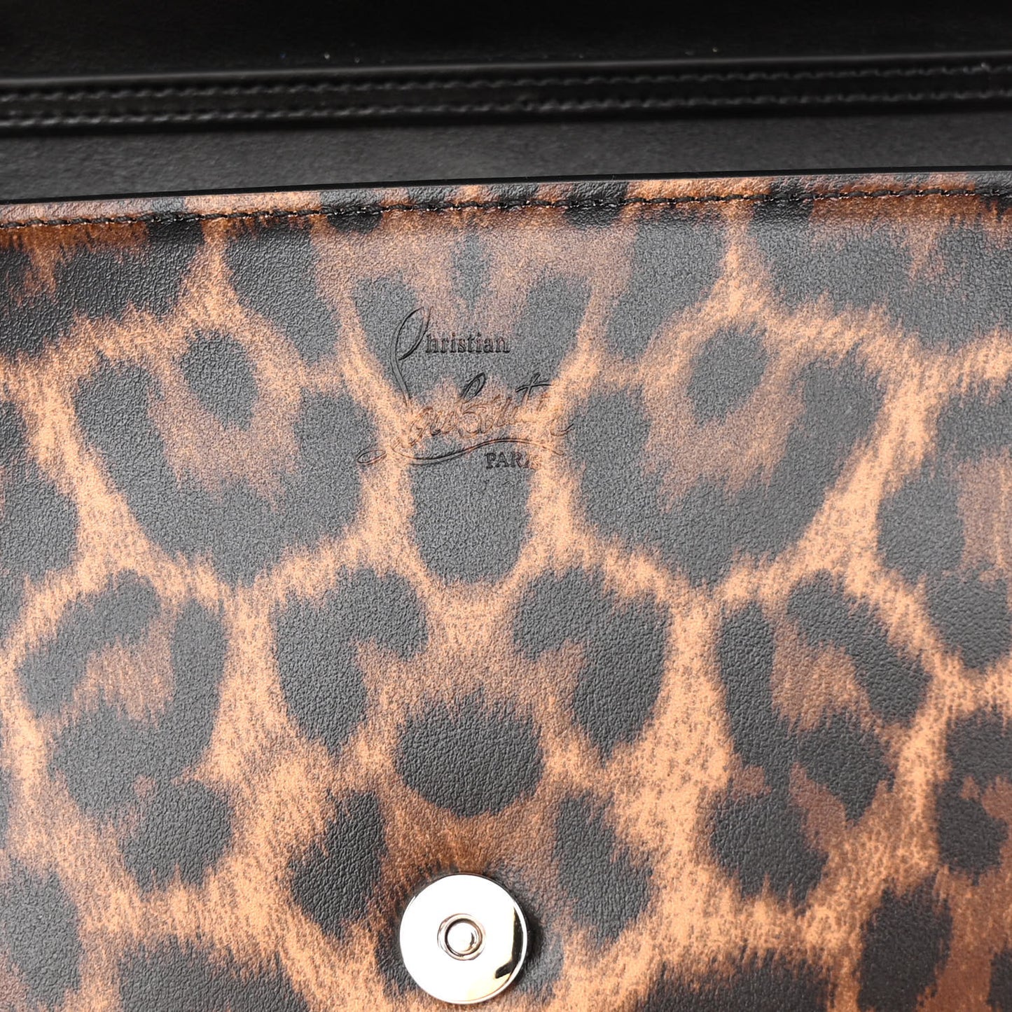 Patent Leopard Print Spikes Loubinthesky Paloma Clutch