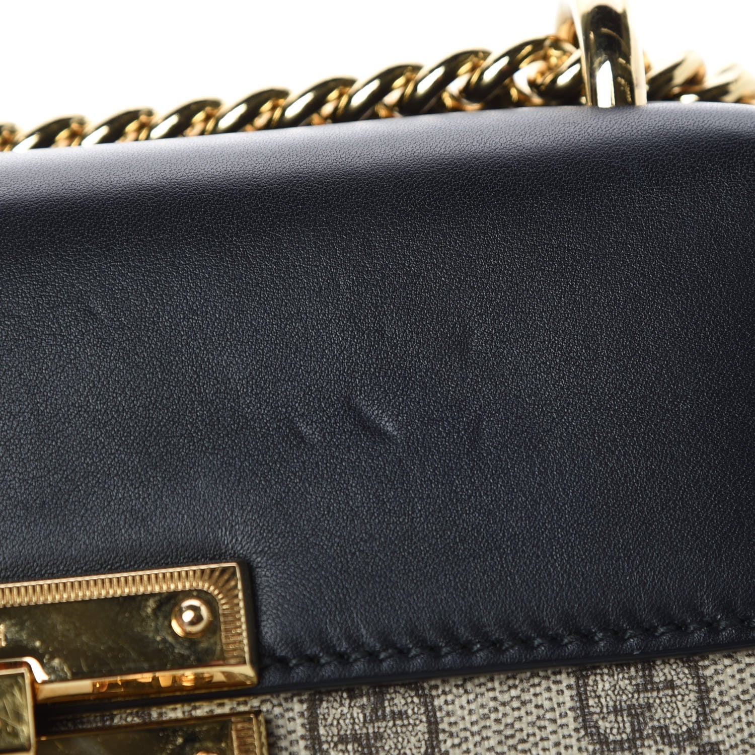 Gucci GG Supreme Monogram Calfskin Small Padlock Shoulder Bag Beige Black Cuir 15 of 15
