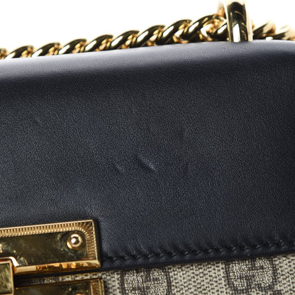 Gucci GG Supreme Monogram Calfskin Small Padlock Shoulder Bag Beige Black Cuir 15 of 15