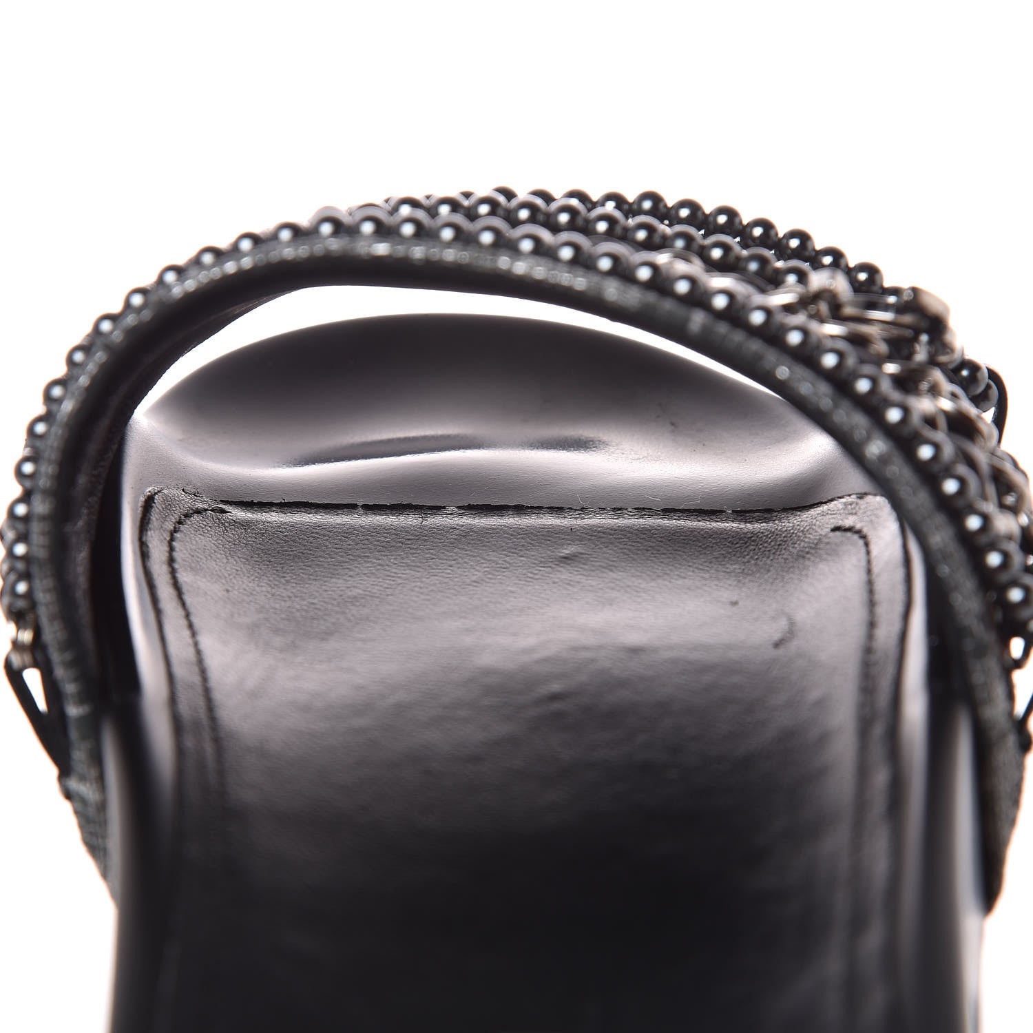 Chanel Fantasy Lambskin Pearl Chain Flat Sandals 38 Silver Black 11 of 11