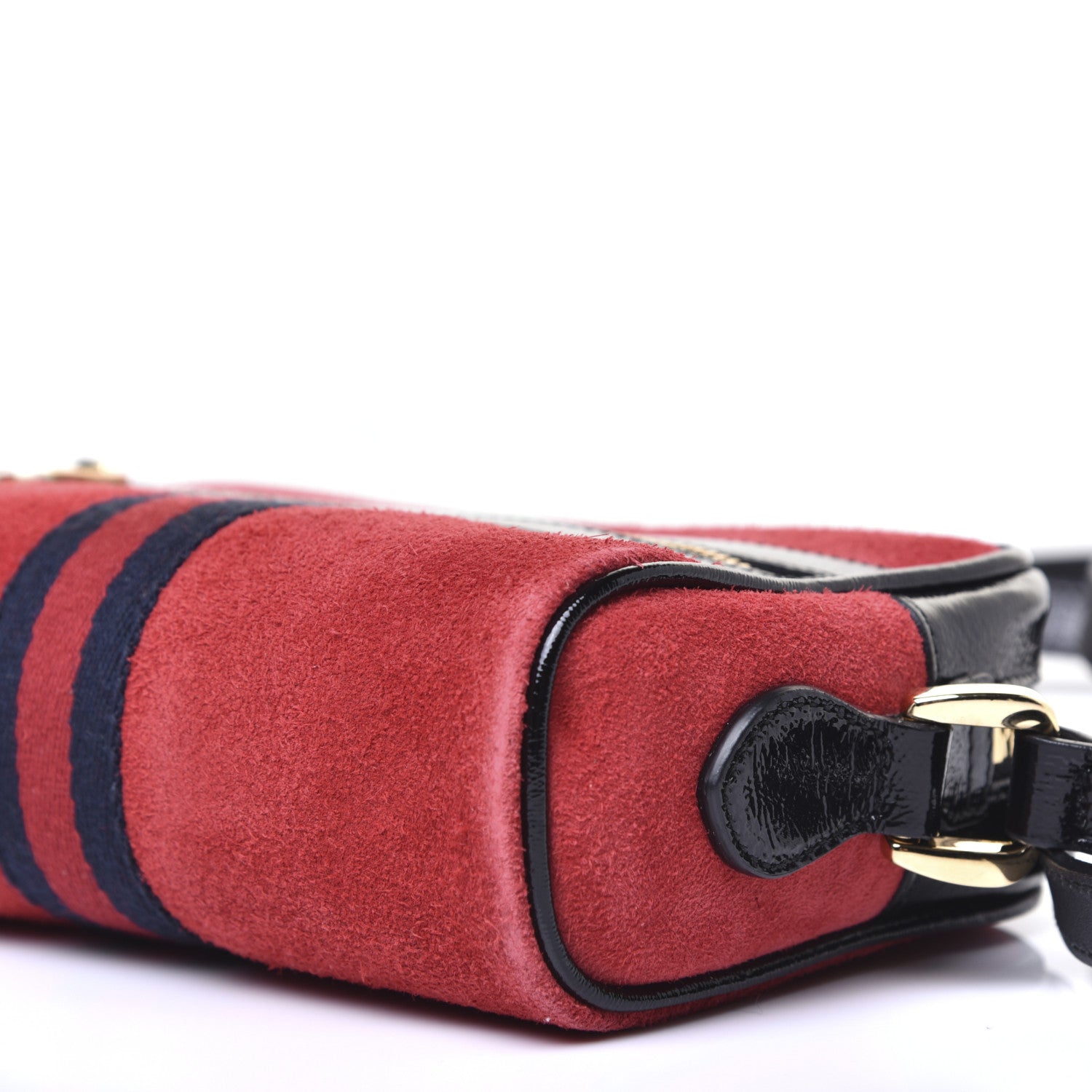 Gucci Suede Patent Web Mini Ophidia Shoulder Bag Red 7 of 13