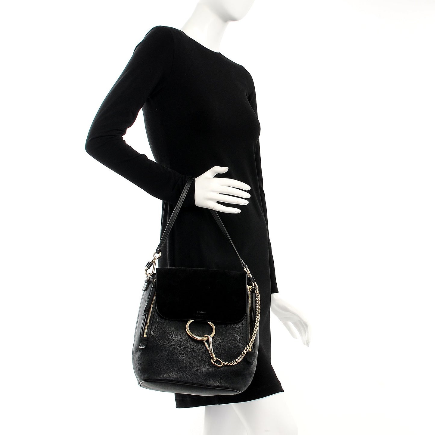 Suede Calfskin Medium Faye Backpack Black