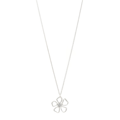 Tiffany Sterling Silver Open Flower Pendant Necklace 1 of 5