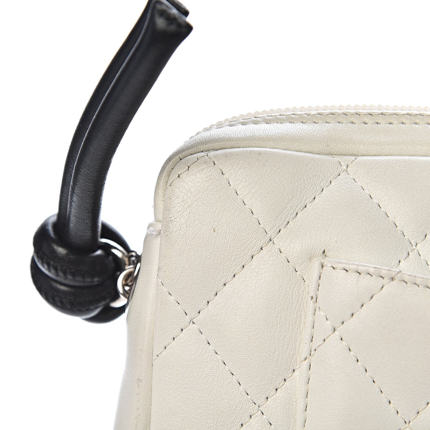 Calfskin Quilted Cambon Pochette White Black