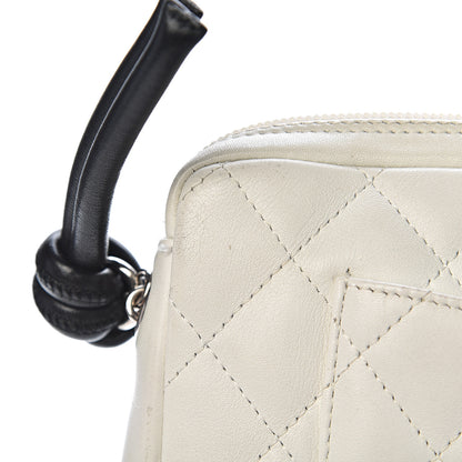 Chanel Calfskin Quilted Cambon Pochette White Black 9 of 13