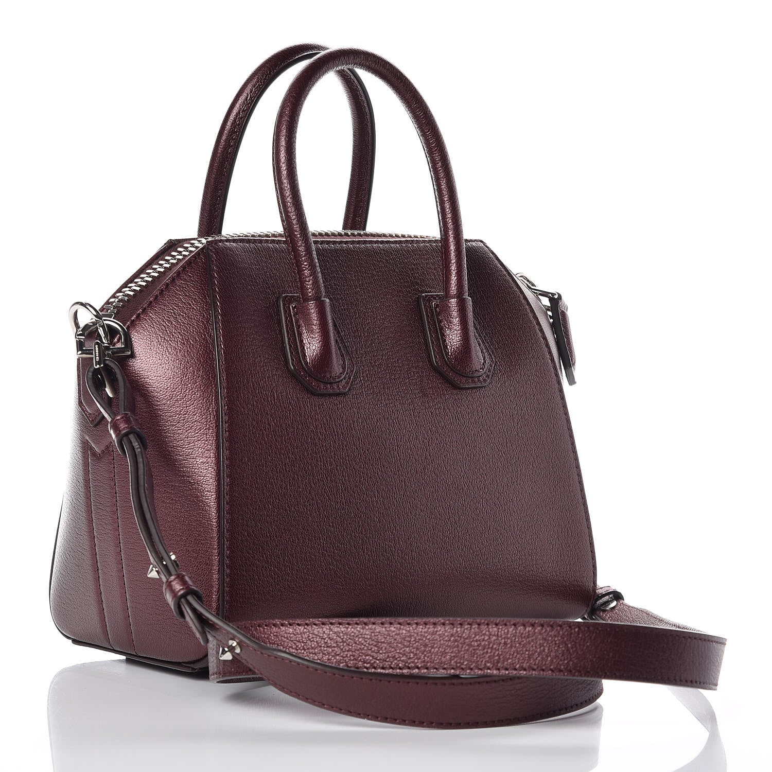 Givenchy Metallic Calfskin Mini Antigona Wine 3 of 10