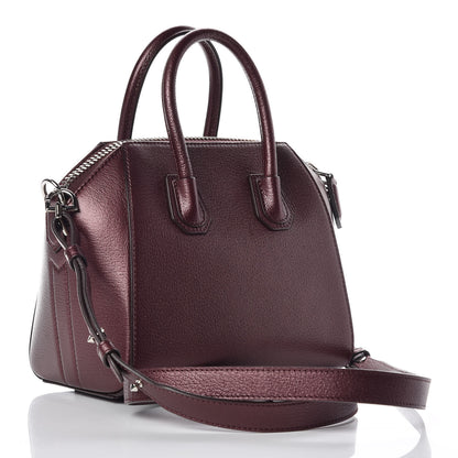 Givenchy Metallic Calfskin Mini Antigona Wine 3 of 10