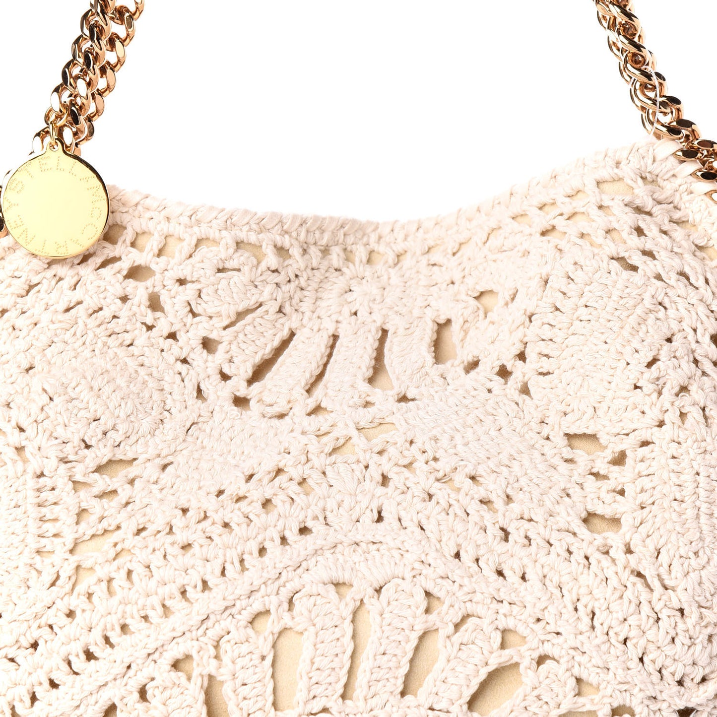 Cotton Crochet Falabella Ajouree Tote Bag White