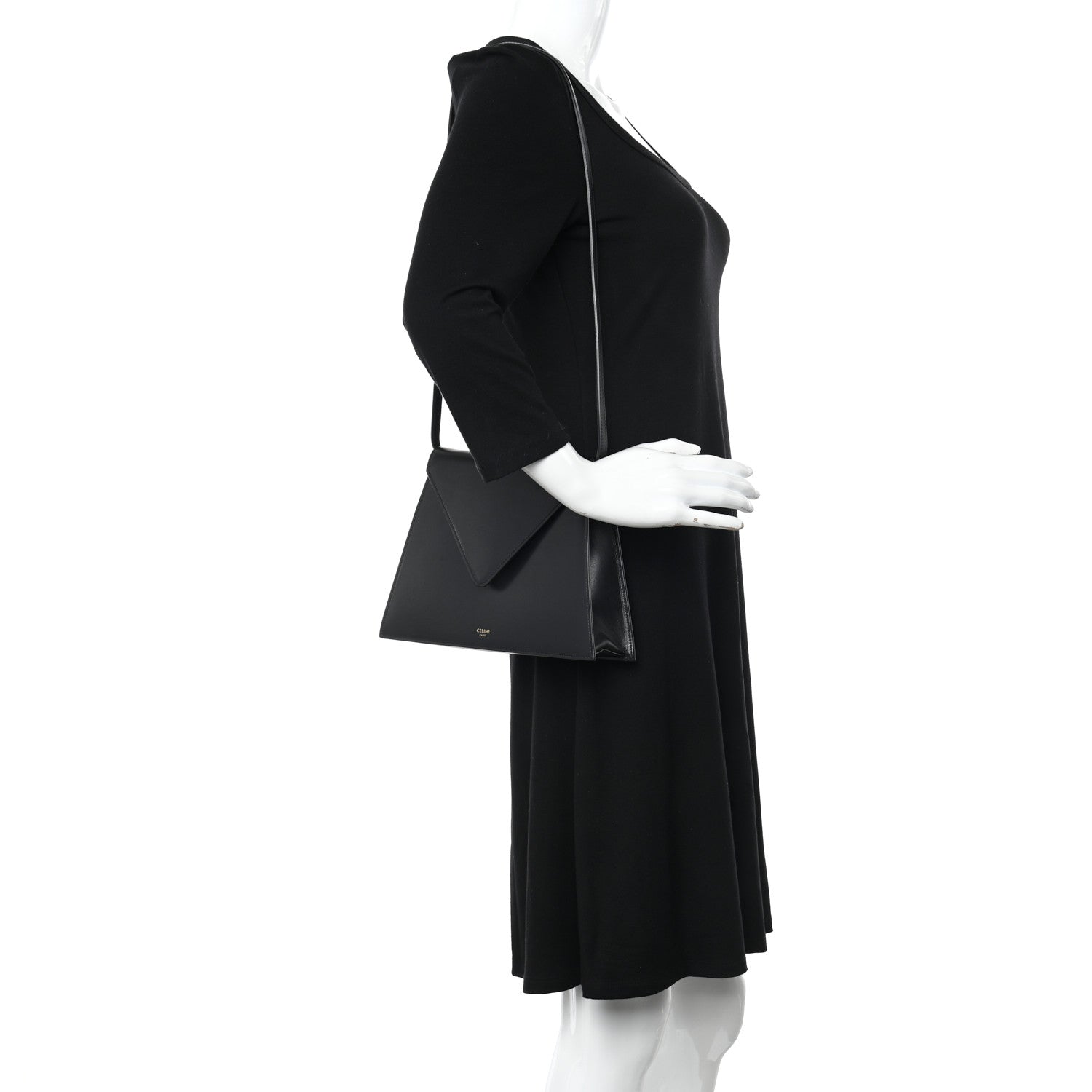Celine Smooth Calfskin Edwige Shoulder Bag Black 2 of 13